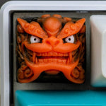 artisan keycaps chinese style orange dragon on a keyboard