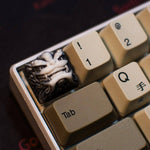 artisan keycaps chinese style dragon white and black on a mechanical keyboard