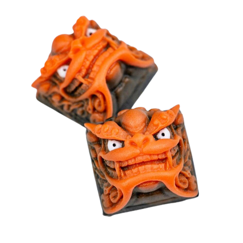 Two artisan Keycaps chinesse style orange