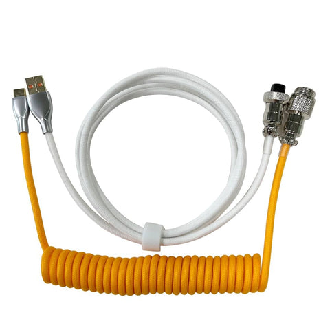 Custom Orange and White Braided USB-C Keyboard Cable