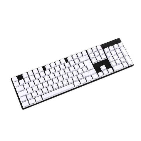 Mechanical keyboard with white QWERTY keycaps