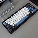 snow keycaps kit on a mechanical keyboard