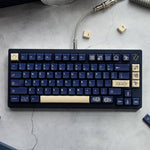blue stargaze keycaps on a mechanical keyboard