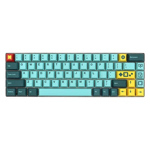 retro game keycaps on a mechanical keyboard