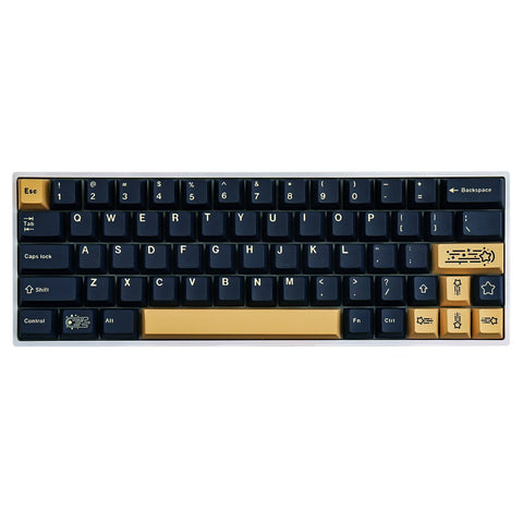 kit keycaps stargaze black yellow on a custom mechanical keyboard