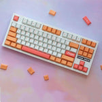 mechanical keyboard with peach keycaps