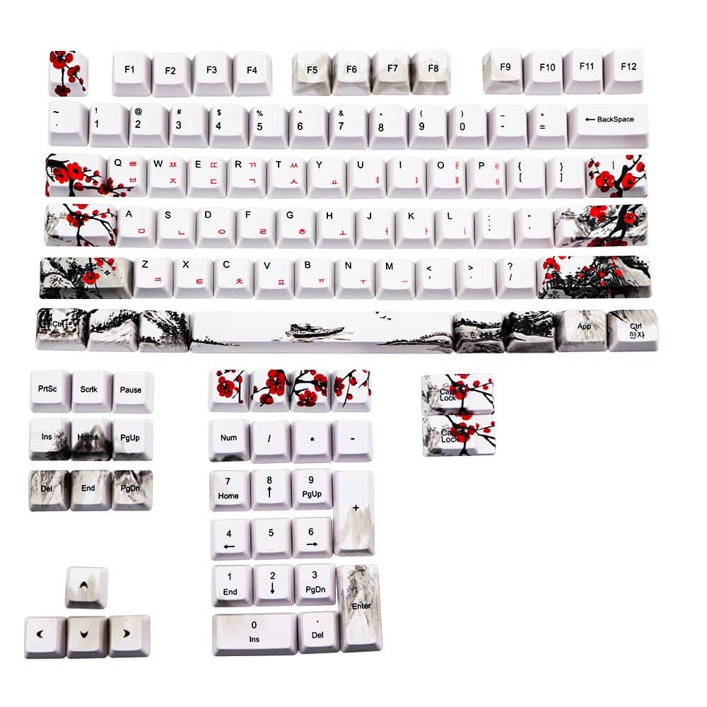 Japanese Style Plum Blossom Keycap Set, Cute Keycap, 135 Keys PBT, OEM  Profile, Cherry MX Switch Keycaps, Girl Keycap 